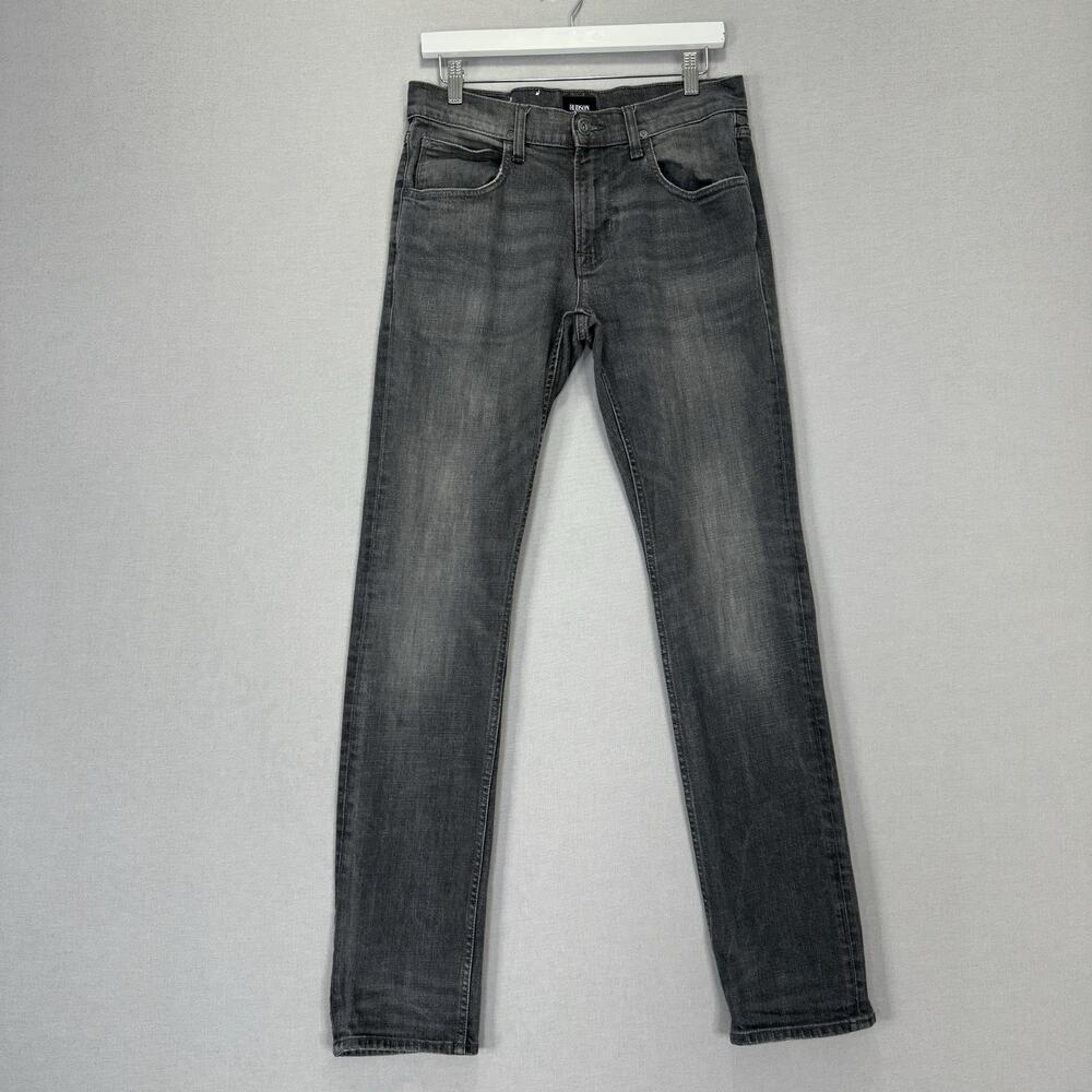 Hudson Blake Slim Straight Jeans Mens 31 Gray Stretch Denim Streetwear Grunge